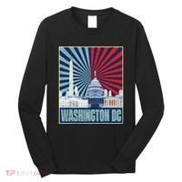 Retro Capitol Hill Washington DC American Flag 4th Of July Long Sleeve Shirt thumb 0