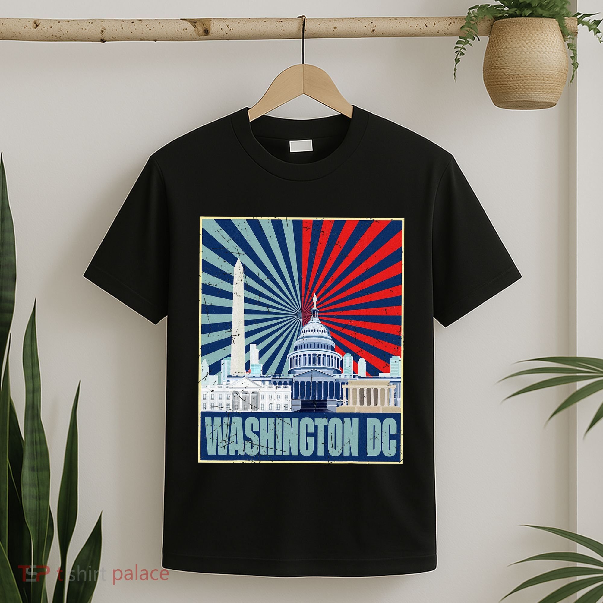 Retro Capitol Hill Washington DC American Flag 4th Of July T-Shirt