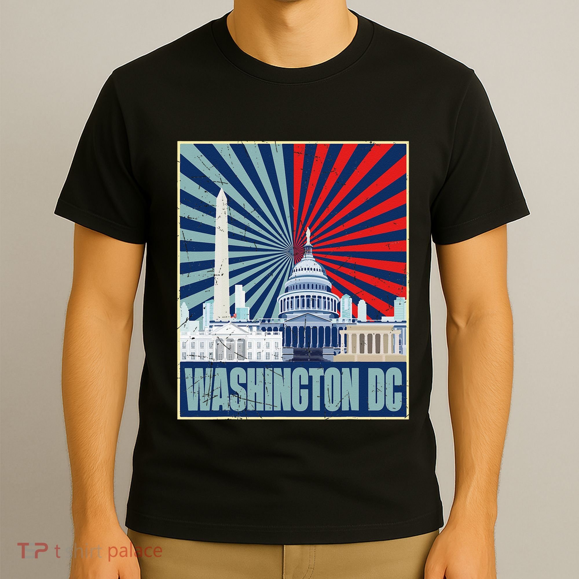Retro Capitol Hill Washington DC American Flag 4th Of July T-Shirt