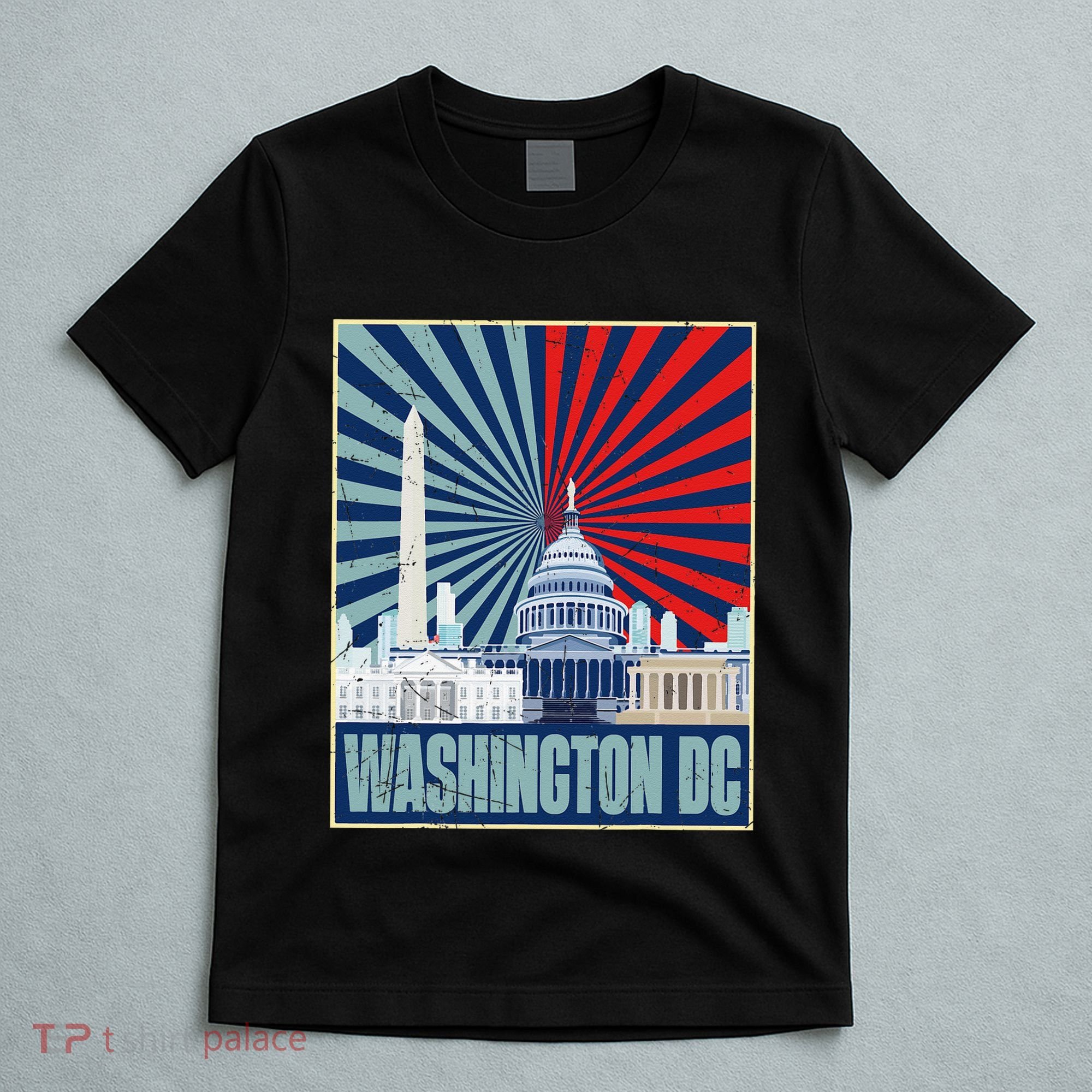 Retro Capitol Hill Washington DC American Flag 4th Of July T-Shirt