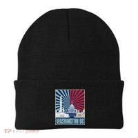 Retro Capitol Hill Washington DC American Flag 4th Of July Beanie thumb 0