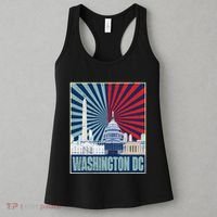 Retro Capitol Hill Washington DC American Flag 4th Of July Women's Tank Top thumb 3