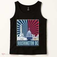 Retro Capitol Hill Washington DC American Flag 4th Of July Tank Top thumb 2