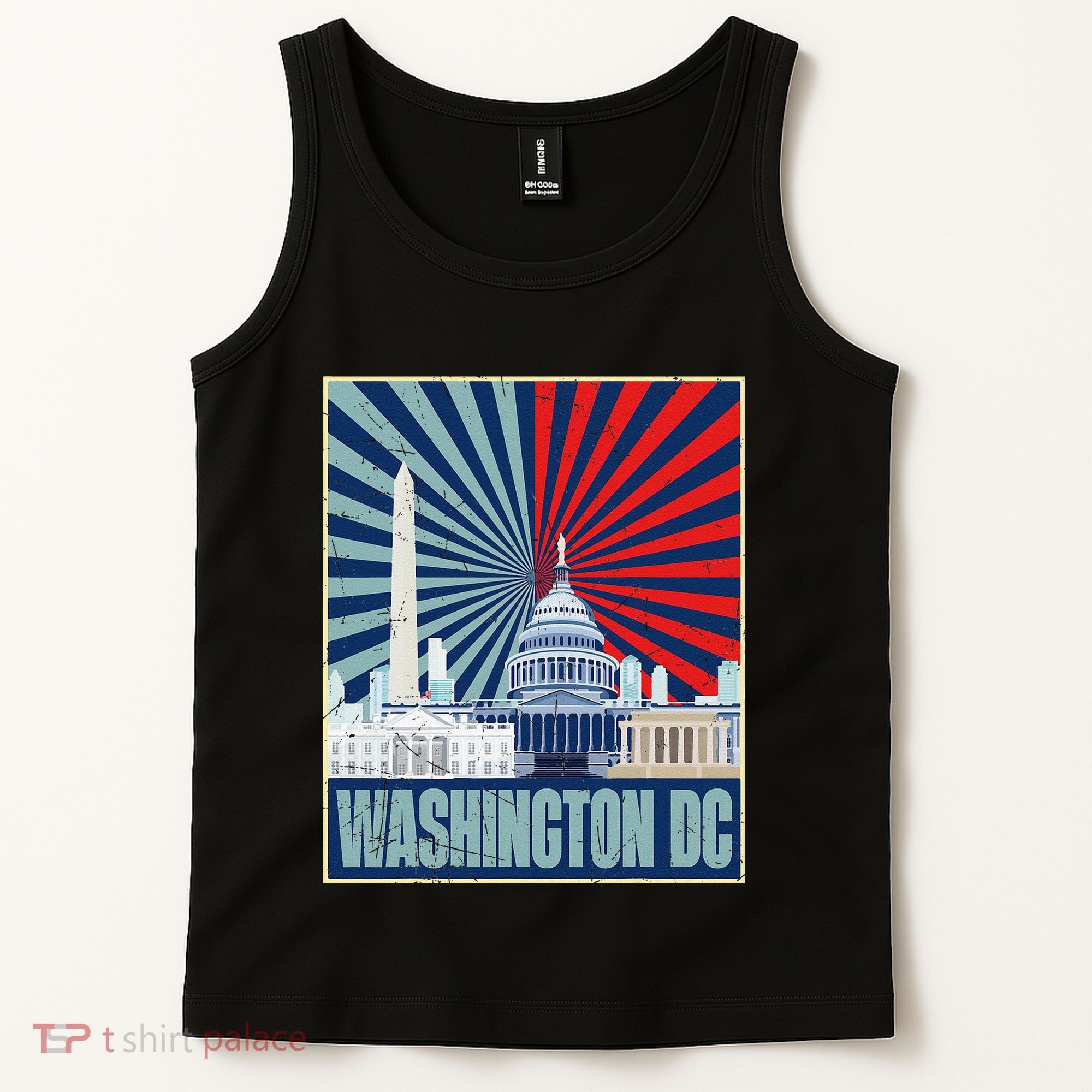 Retro Capitol Hill Washington DC American Flag 4th Of July Tank Top