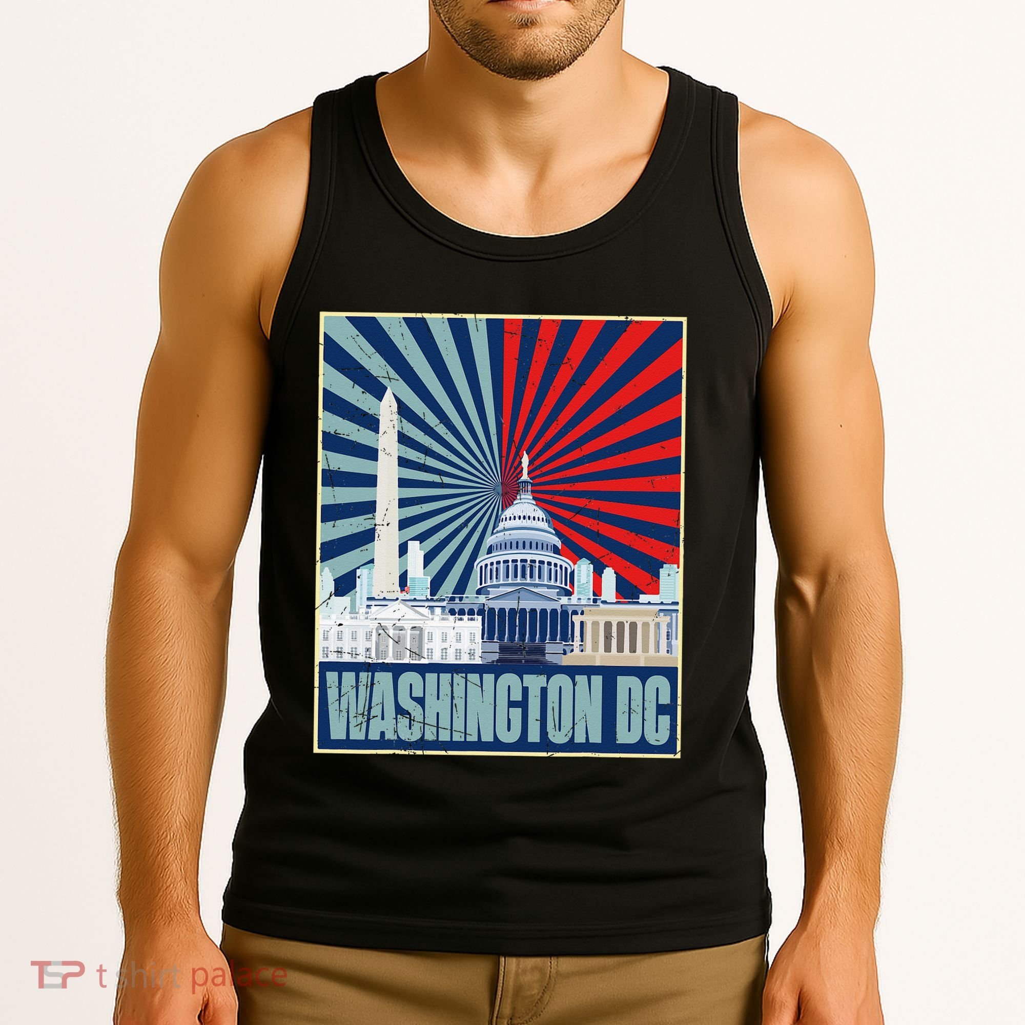 Retro Capitol Hill Washington DC American Flag 4th Of July Tank Top