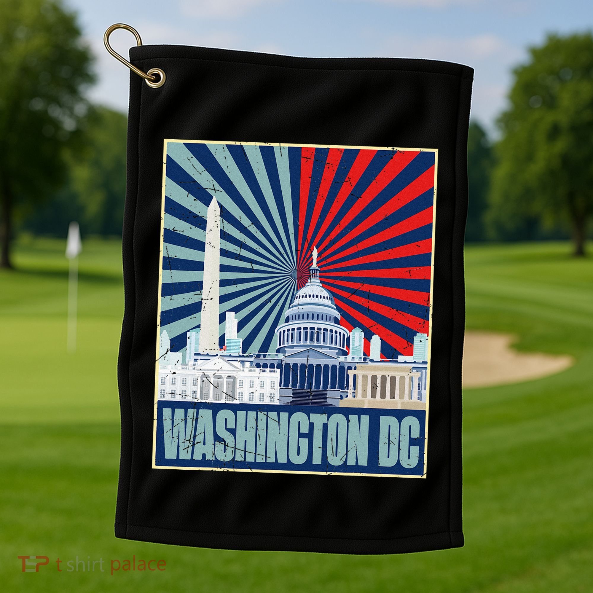 Retro Capitol Hill Washington DC American Flag 4th Of July Golf Towel