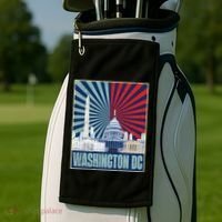 Retro Capitol Hill Washington DC American Flag 4th Of July Golf Towel thumb 2