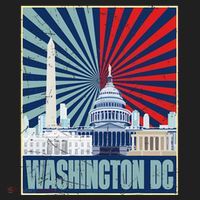 Retro Capitol Hill Washington DC American Flag 4th Of July Golf Towel thumb 3