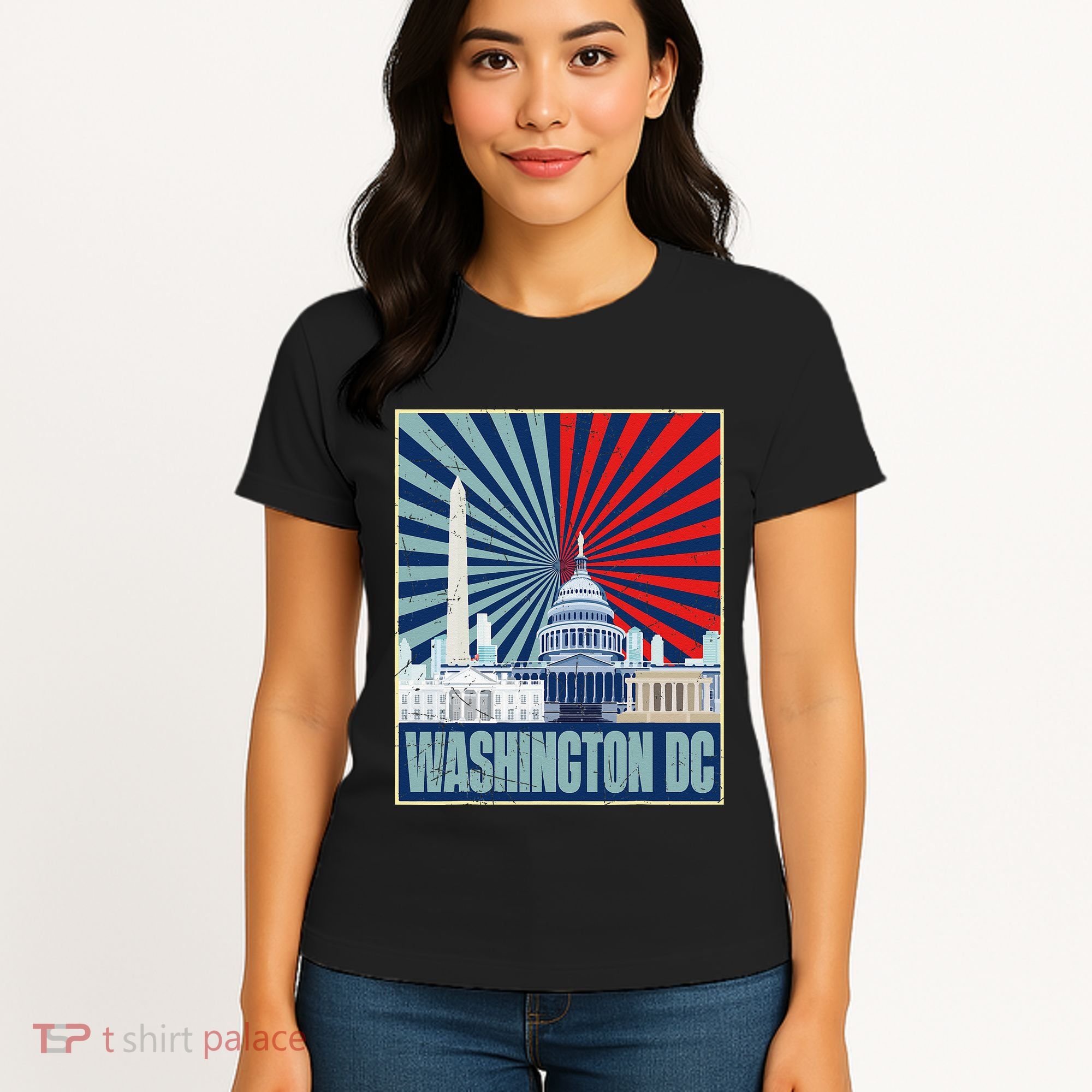 Retro Capitol Hill Washington DC American Flag 4th Of July Women's T-Shirt