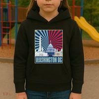 Retro Capitol Hill Washington DC American Flag 4th Of July Kids Hoodie thumb 3