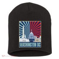 Retro Capitol Hill Washington DC American Flag 4th Of July Short Acrylic Beanie thumb 0