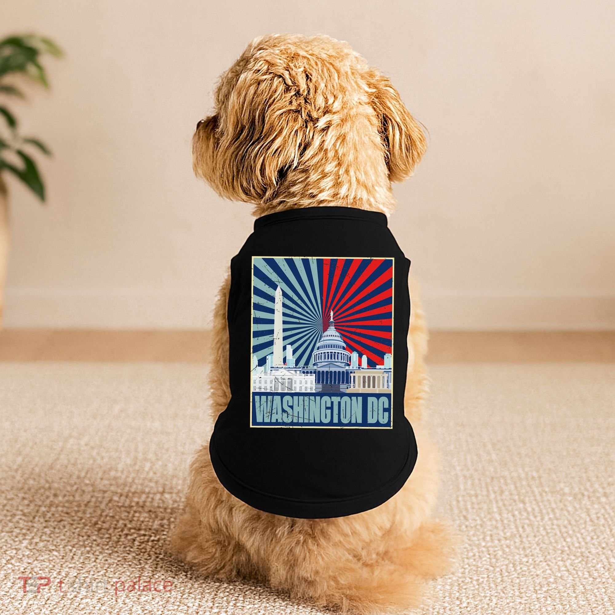 Retro Capitol Hill Washington DC American Flag 4th Of July Doggie Tank