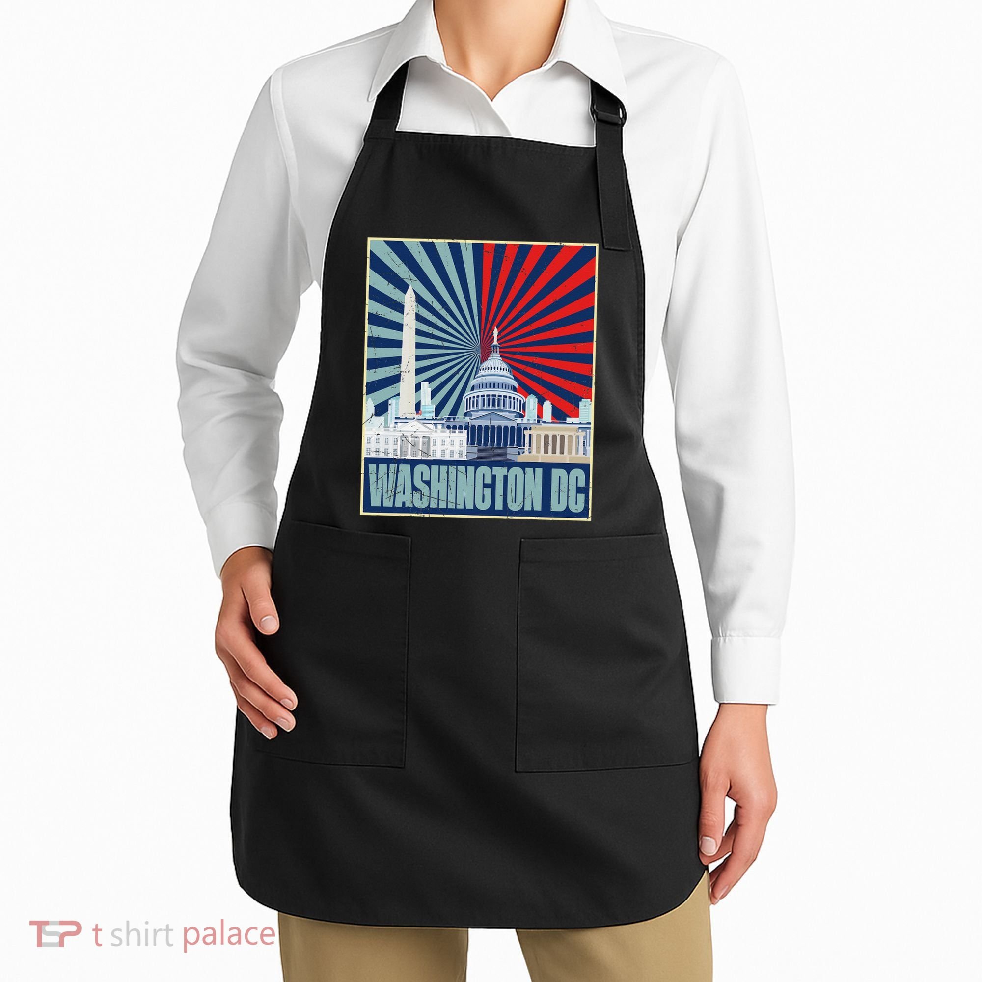 Retro Capitol Hill Washington DC American Flag 4th Of July Apron