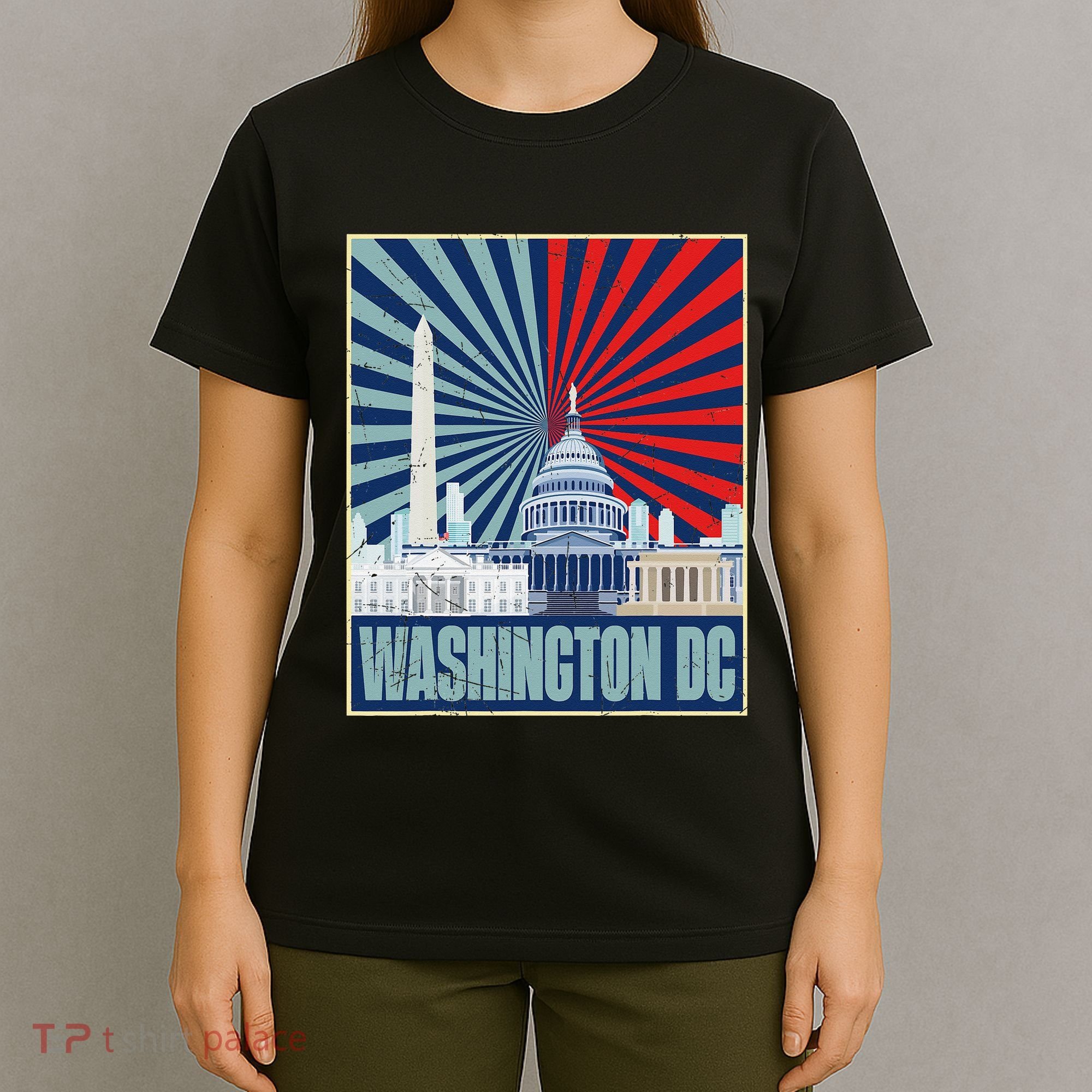 Retro Capitol Hill Washington DC American Flag 4th Of July T-Shirt