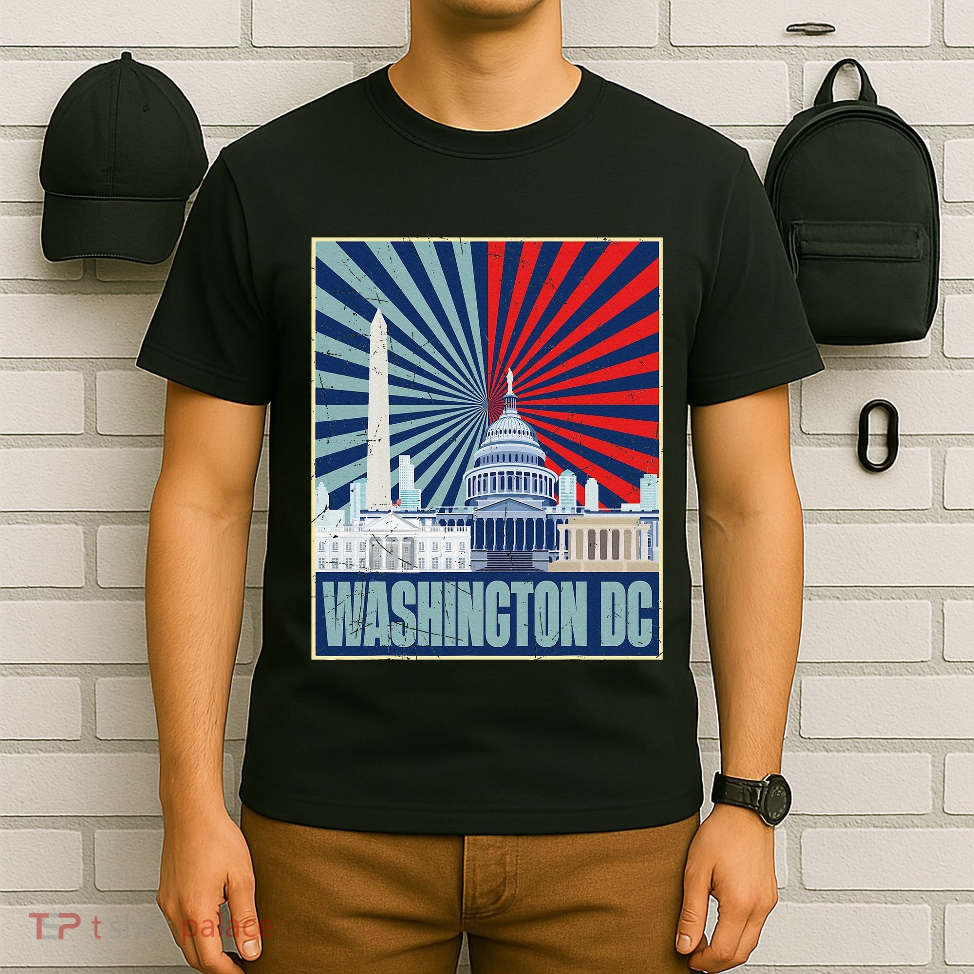 Retro Capitol Hill Washington DC American Flag 4th Of July T-Shirt