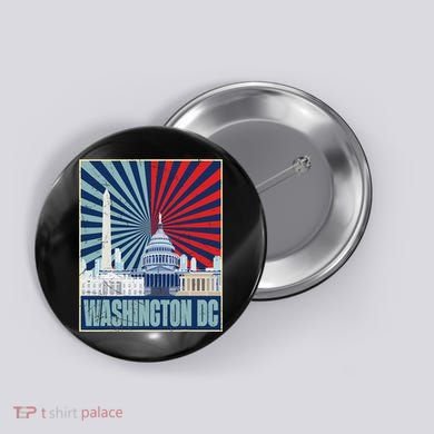 Retro Capitol Hill Washington DC American Flag 4th Of July Button
