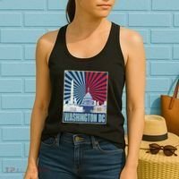Retro Capitol Hill Washington DC American Flag 4th Of July Women's Tank Top thumb 2