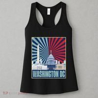 Retro Capitol Hill Washington DC American Flag 4th Of July Women's Tank Top thumb 3