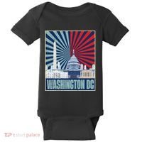 Retro Capitol Hill Washington DC American Flag 4th Of July Baby Bodysuit thumb 0
