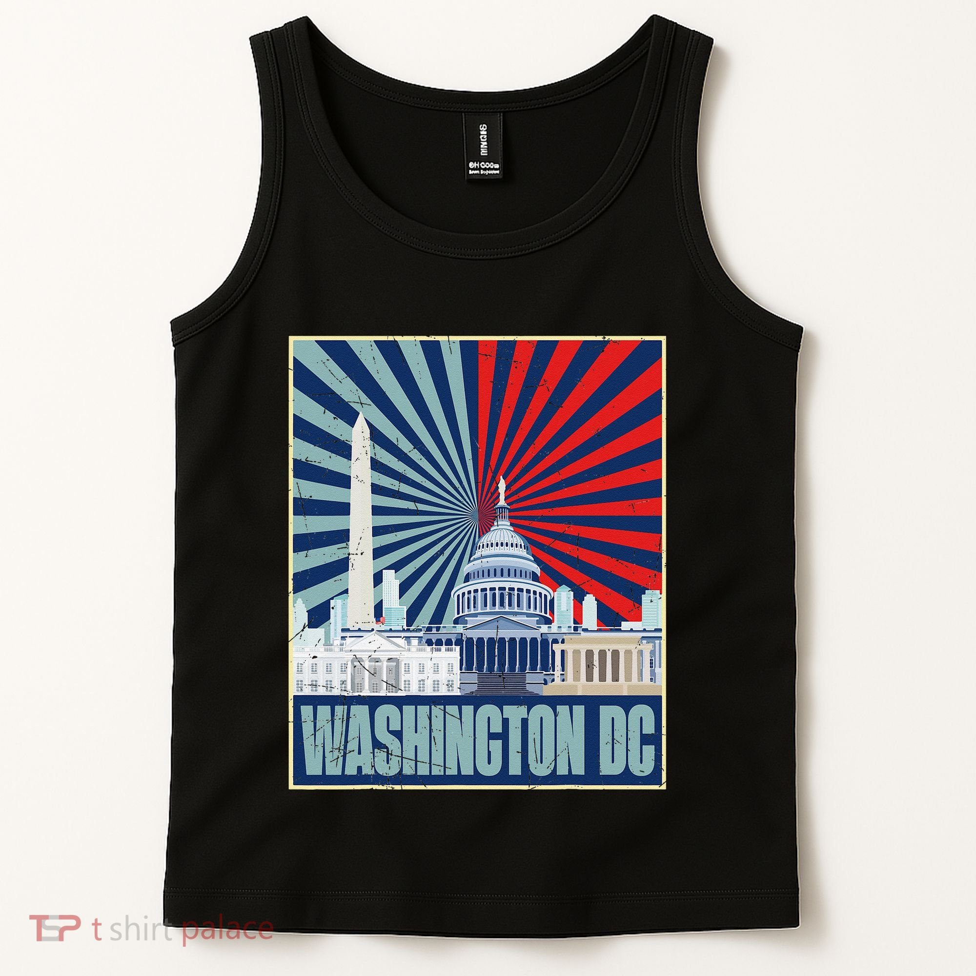Retro Capitol Hill Washington DC American Flag 4th Of July Tank Top