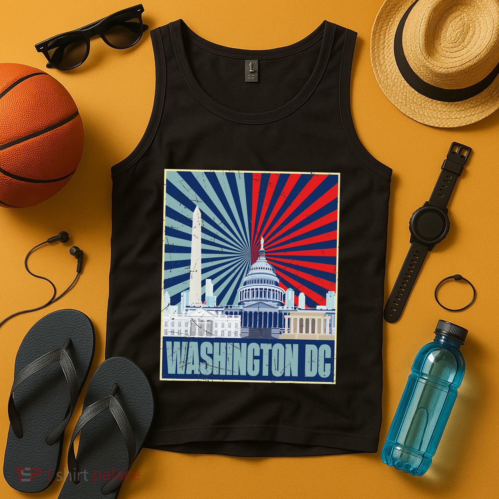 Retro Capitol Hill Washington DC American Flag 4th Of July Tank Top