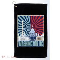 Retro Capitol Hill Washington DC American Flag 4th Of July Golf Towel thumb 0