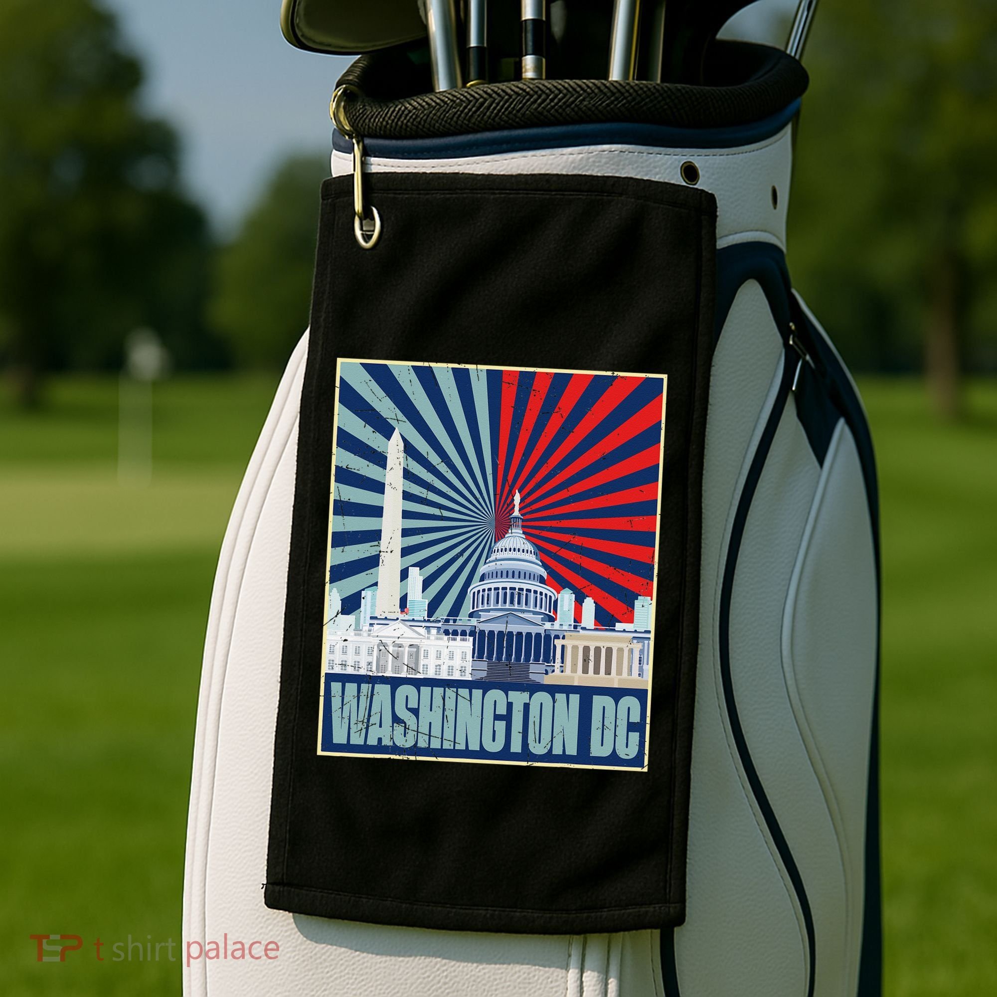 Retro Capitol Hill Washington DC American Flag 4th Of July Golf Towel