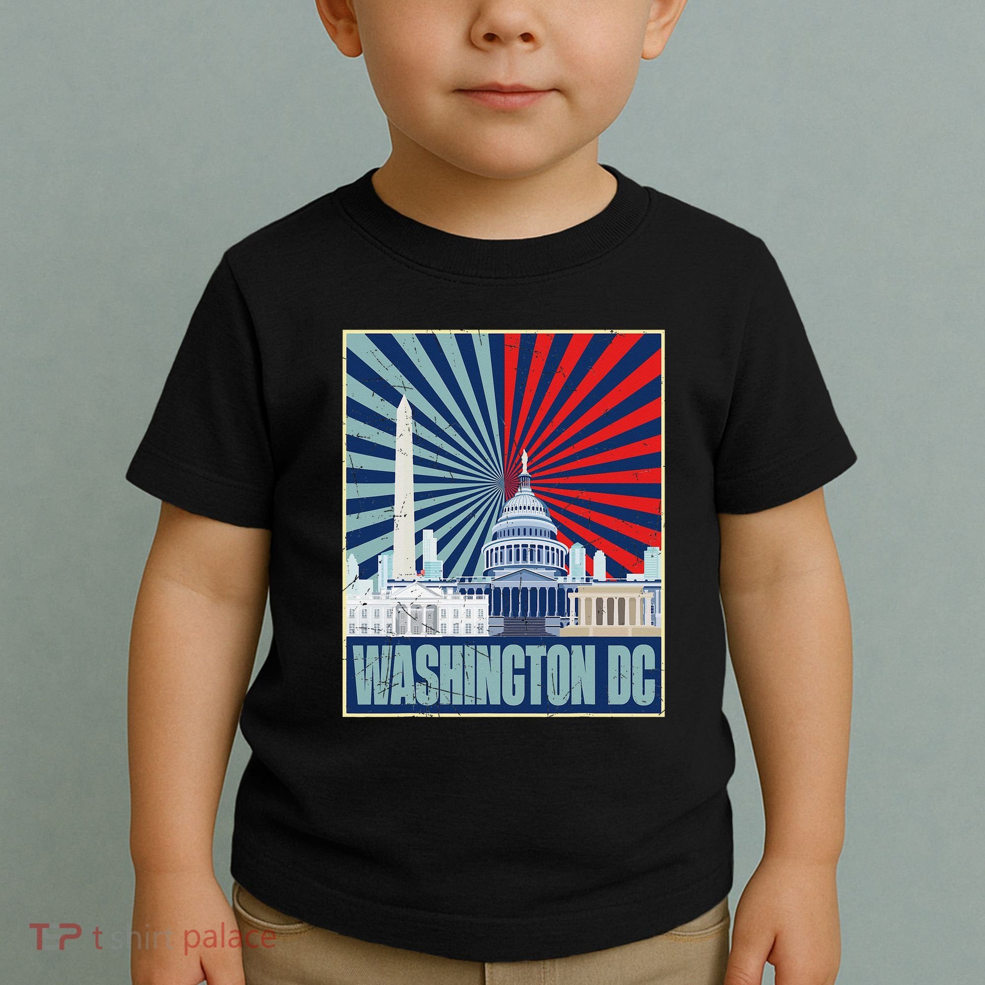 Retro Capitol Hill Washington DC American Flag 4th Of July Toddler T-Shirt