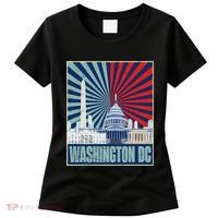 Retro Capitol Hill Washington DC American Flag 4th Of July Women's T-Shirt thumb 0