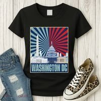 Retro Capitol Hill Washington DC American Flag 4th Of July Women's T-Shirt thumb 3