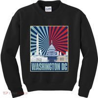 Retro Capitol Hill Washington DC American Flag 4th Of July Kids Sweatshirt thumb 0