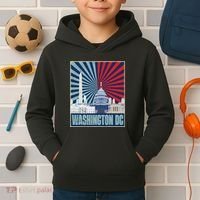 Retro Capitol Hill Washington DC American Flag 4th Of July Kids Hoodie thumb 2