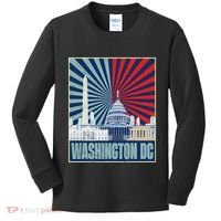 Retro Capitol Hill Washington DC American Flag 4th Of July Kids Long Sleeve Shirt thumb 0