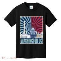 Retro Capitol Hill Washington DC American Flag 4th Of July Kids T-Shirt thumb 0