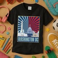 Retro Capitol Hill Washington DC American Flag 4th Of July Kids T-Shirt thumb 3