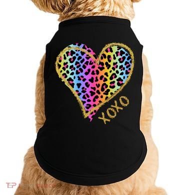 Rainbow Cheetah Heart Xoxo Doggie Tank