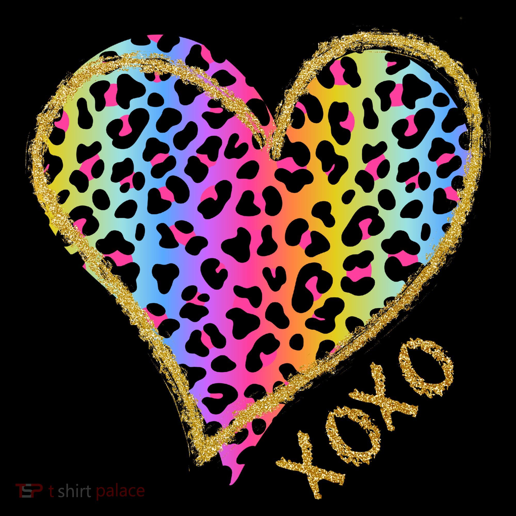 Rainbow Cheetah Heart Xoxo Doggie Tank