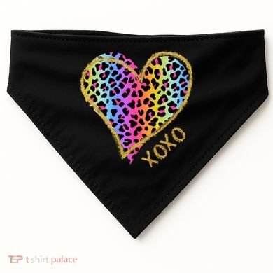 Rainbow Cheetah Heart Xoxo USA-Made Doggie Bandana