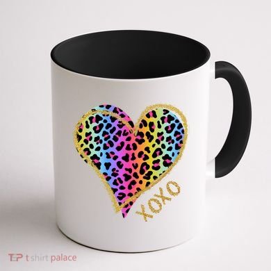 Rainbow Cheetah Heart Xoxo Coffee Mug back