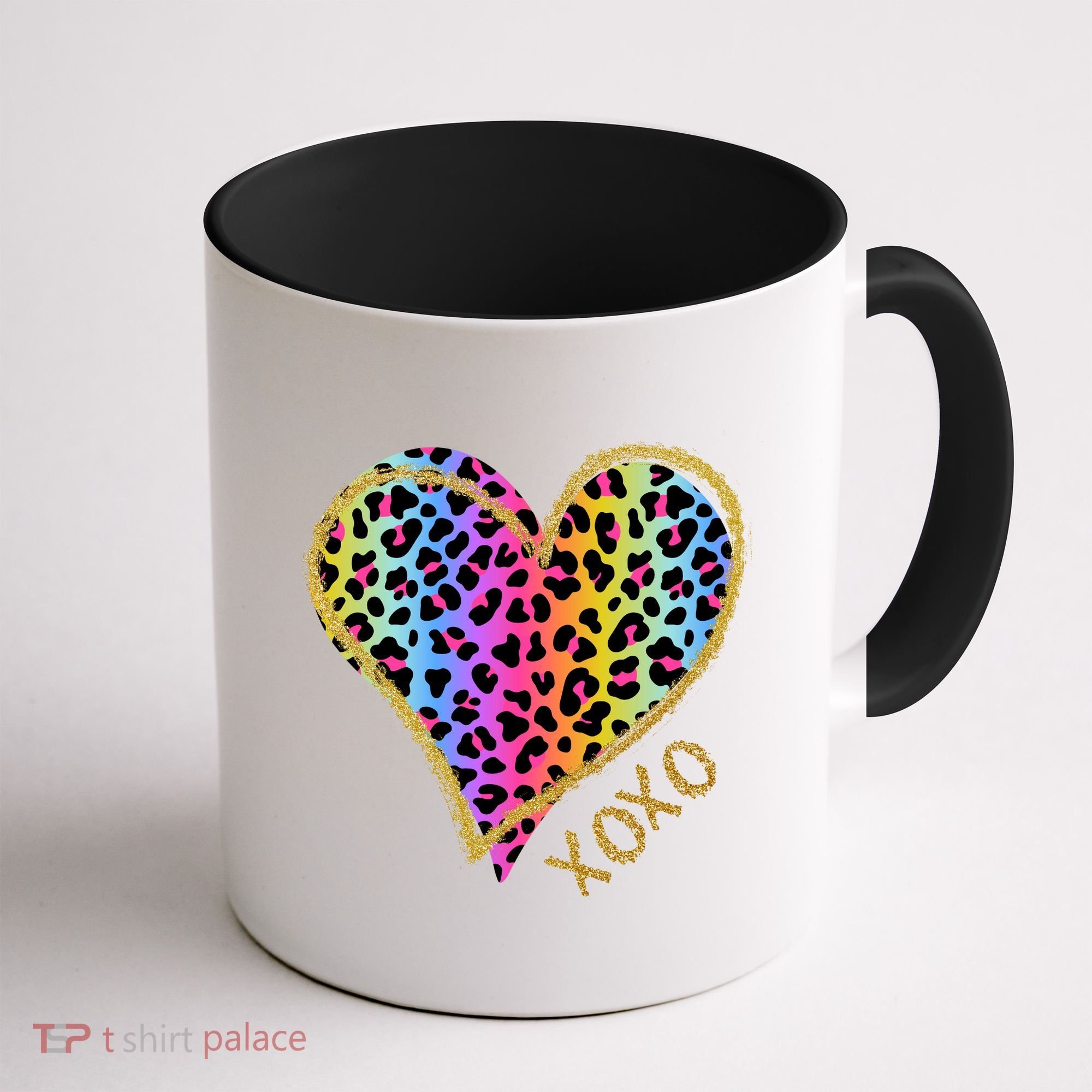 Rainbow Cheetah Heart Xoxo Coffee Mug