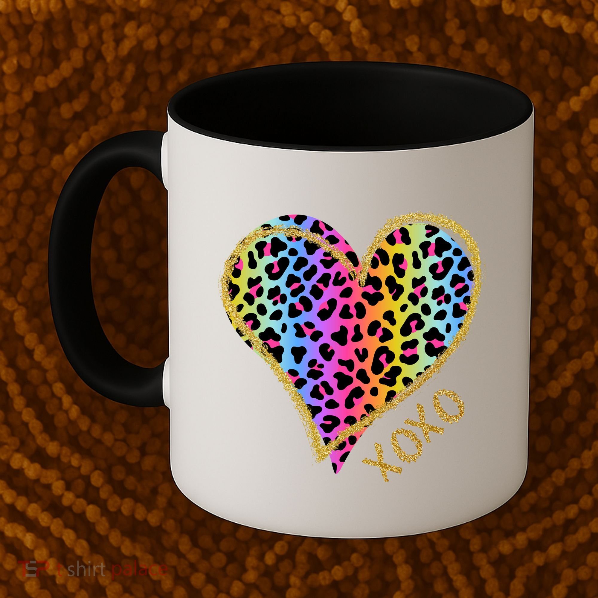 Rainbow Cheetah Heart Xoxo Coffee Mug