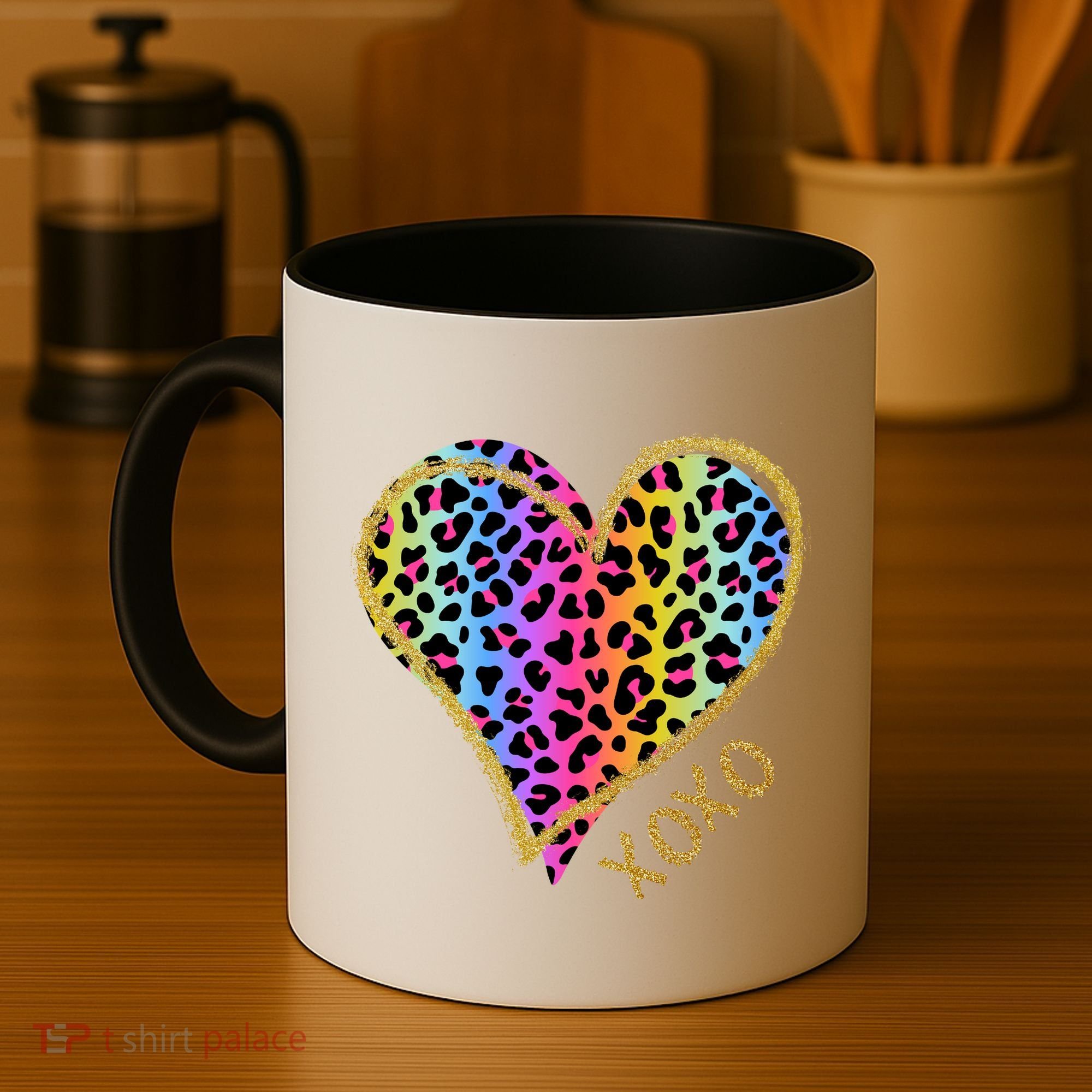 Rainbow Cheetah Heart Xoxo Coffee Mug