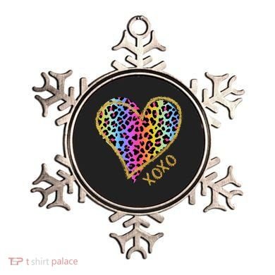 Rainbow Cheetah Heart Xoxo Ornament