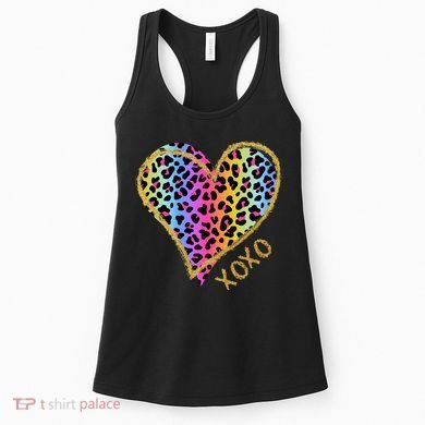 Rainbow Cheetah Heart Xoxo Women's Tank Top