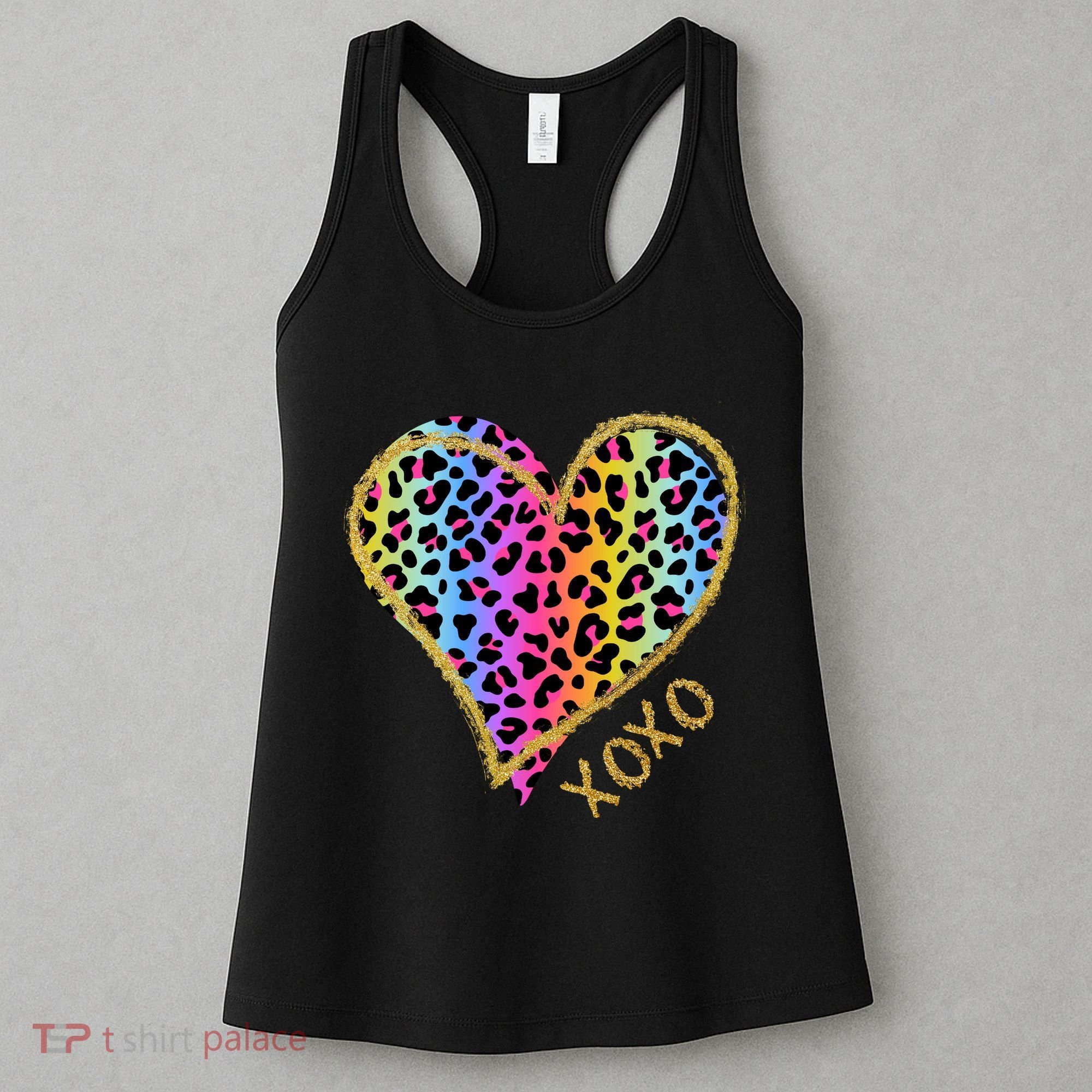 Rainbow Cheetah Heart Xoxo Women's Tank Top