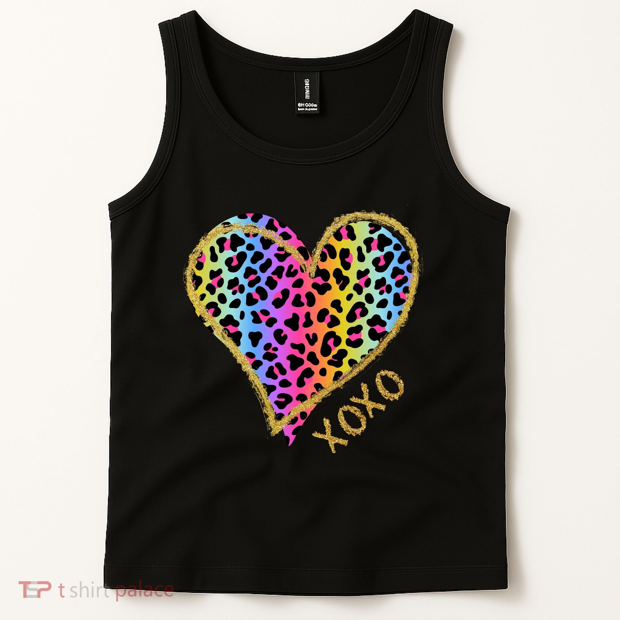 Rainbow Cheetah Heart Xoxo Tank Top