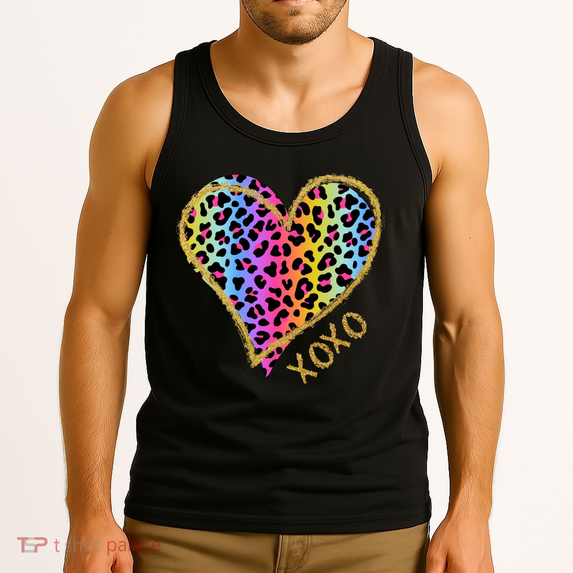 Rainbow Cheetah Heart Xoxo Tank Top