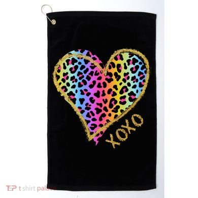 Rainbow Cheetah Heart Xoxo Golf Towel