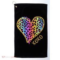 Rainbow Cheetah Heart Xoxo Golf Towel thumb 0