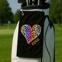 Rainbow Cheetah Heart Xoxo Golf Towel thumb 2